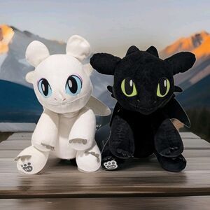 Build a Bear How to Train Your Dragon Toothless Light Fury Plush Set of 2